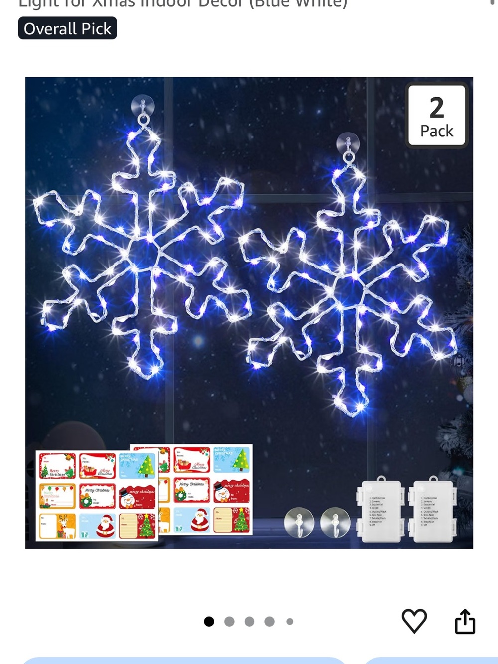 LED Snowflake Window Lights (Cool White) set of 3